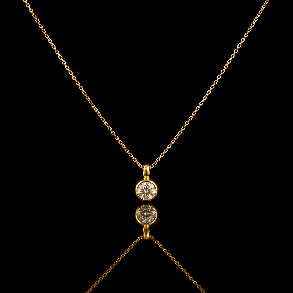Gold Necklace with Reflection