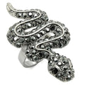 Ruthenium Brass Ring with Top Grade Crystal  in Jet