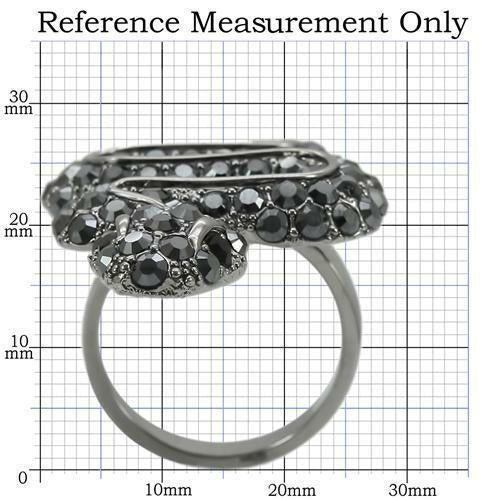 Ruthenium Brass Ring with Top Grade Crystal  in Jet