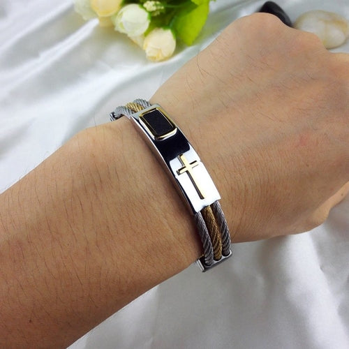 Titanium Cross Wire Bracelet
