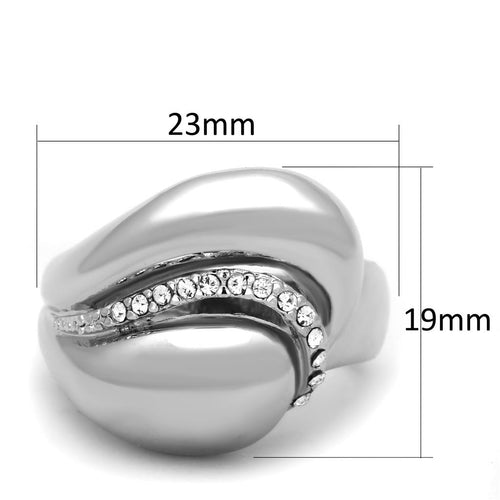 Rhodium Brass Ring with Top Grade Crystal in Clear