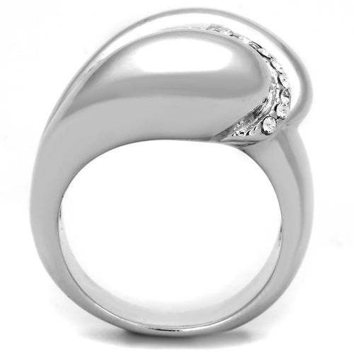 Rhodium Brass Ring with Top Grade Crystal in Clear