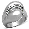 Rhodium Brass Ring with Top Grade Crystal in Clear