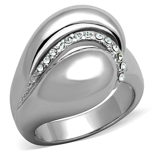 Rhodium Brass Ring with Top Grade Crystal in Clear