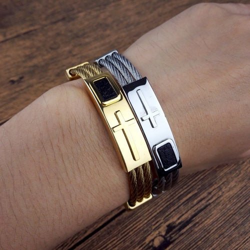 Titanium Cross Wire Bracelet