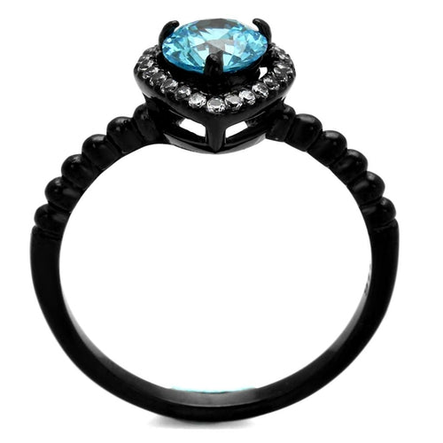 Black Stainless Steel Ring with AAA Grade CZ