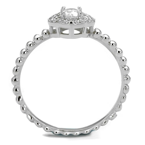 Rhodium 925 Sterling Silver Ring with AAA Grade CZ in Clear