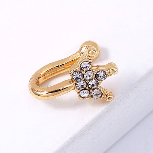 Gold rhinestone nose ring, mini crown rhinestone nose ring, piercing