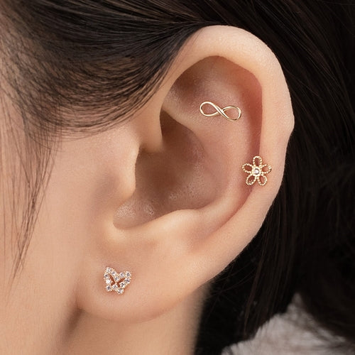 Solid gold infinity piercing