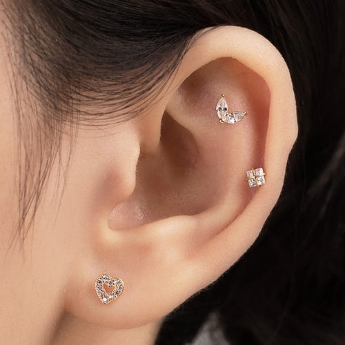 Solid gold heart piercing