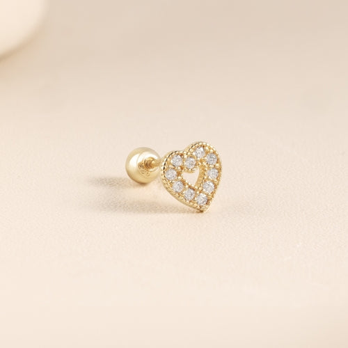 Solid gold heart piercing