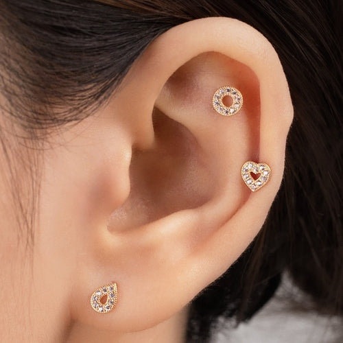 Solid gold heart piercing