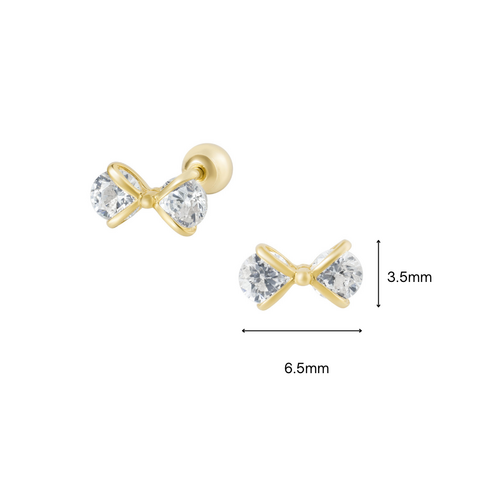 Solid gold cubic bow piercing