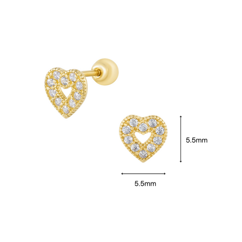 Solid gold heart piercing