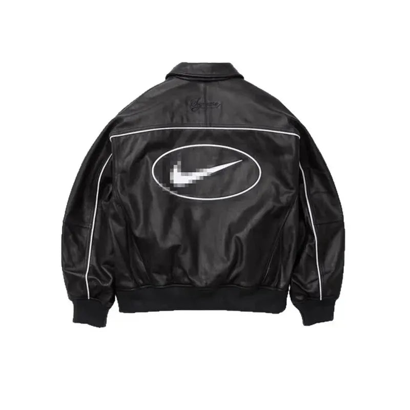 Nike Leather Bomber Jacket Black