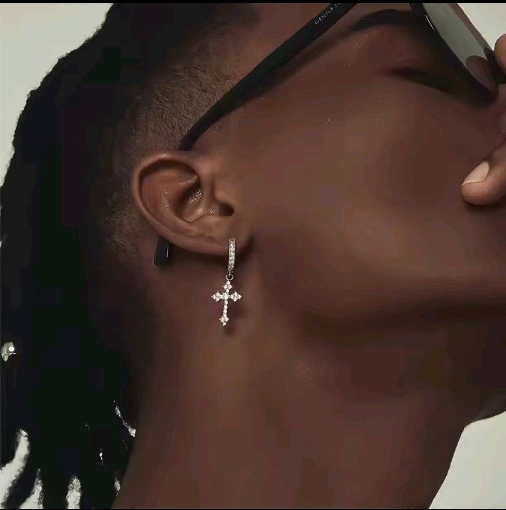Y2K Silver Cross Earrings