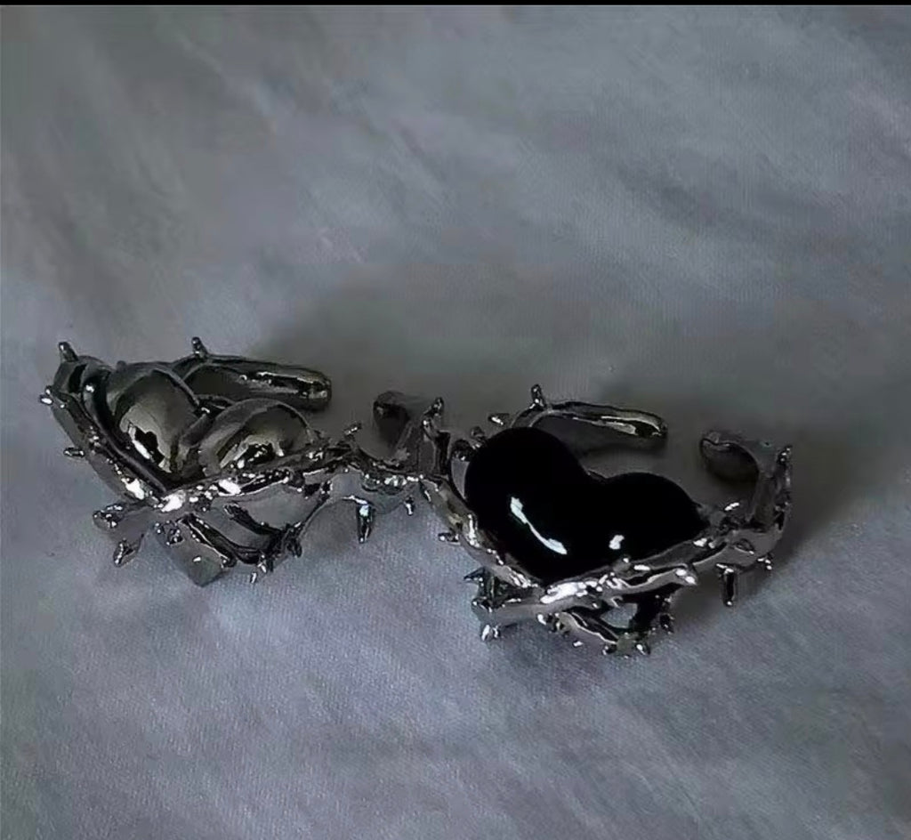 2 Y2K Matching Silver Rings