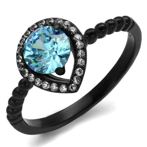 Black Stainless Steel Ring with AAA Grade CZ